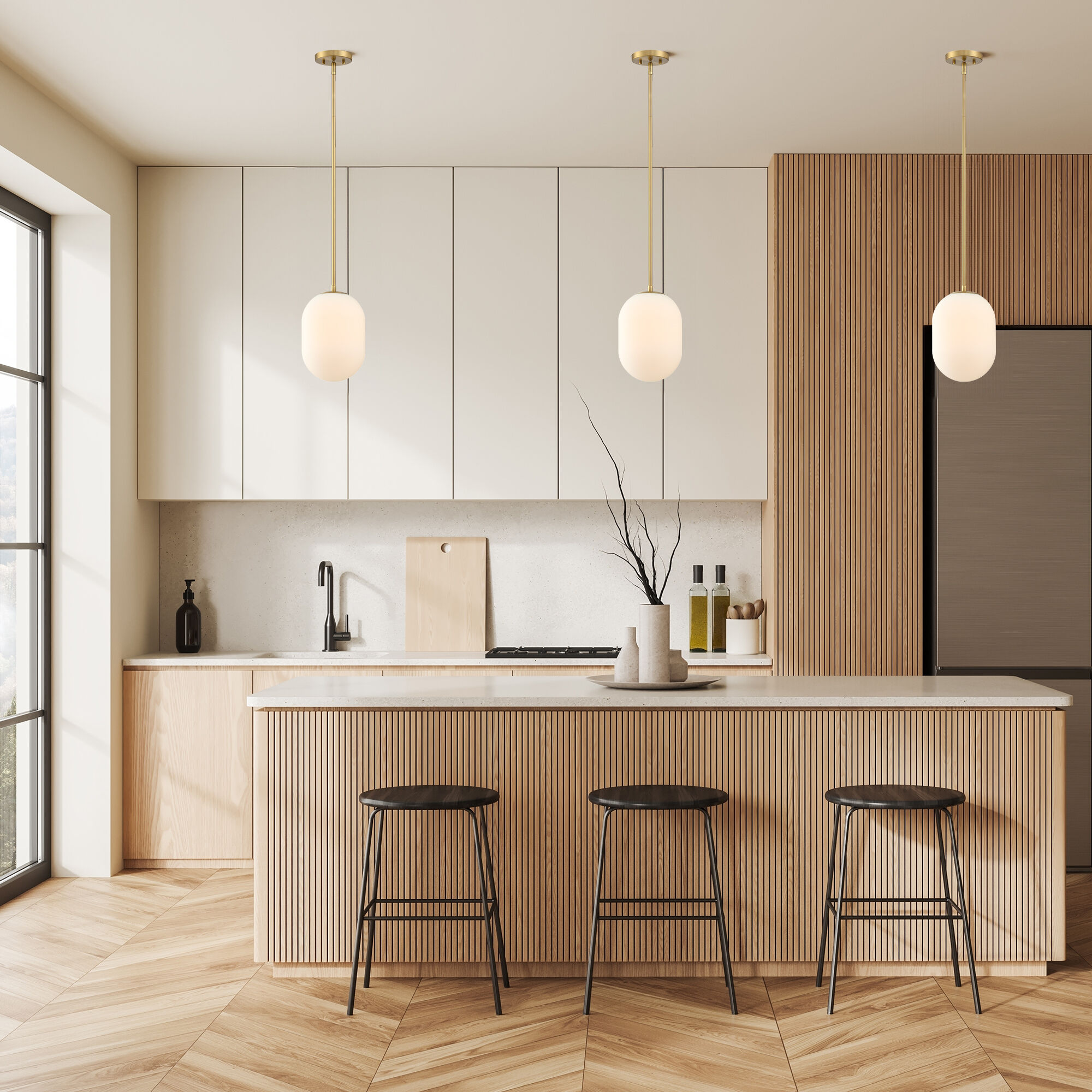 Noor 1 Light 8.5 inch Brushed Gold Pendant Ceiling Light